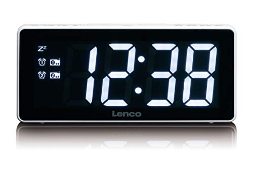 Lenco CR30W CR-30 Uhrenradio - riesiges 3' Display - Doppelalarm Funktion -...