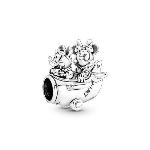 PANDORA DISNEY Charm 'Mickey & Minnie im Flugzeug' silber 790108C00