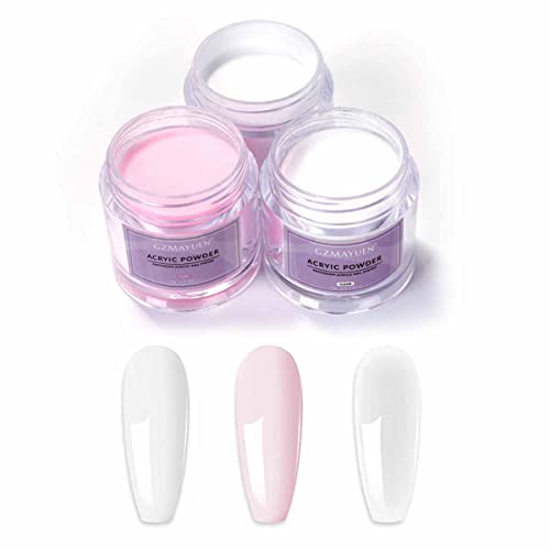 GZMAYUEN Acrylpulver für Nägel Acryl Pulver Rosa Weiß Transparent Acryl...