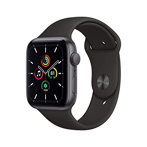 Apple Watch SE (GPS, 44MM) Aluminiumgehäuse Space Grau Schwarz Sportarmband...