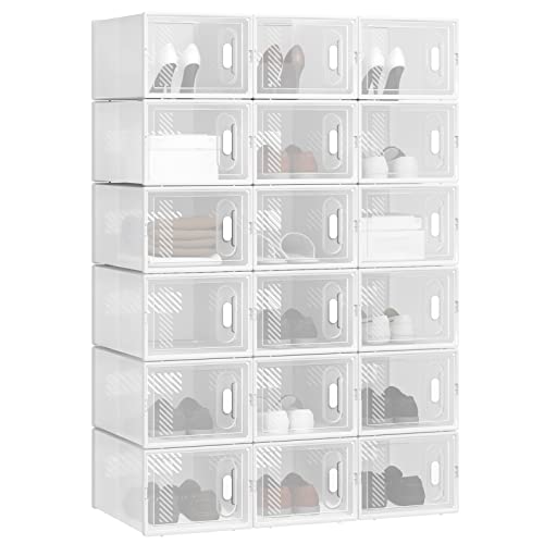 WOLTU Schuhregal mit 18 stapelbaren Schuhboxen Schuhschrank Regalsystem mit...