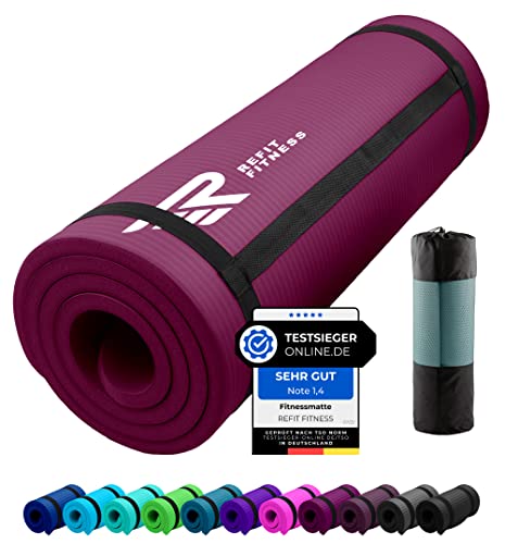 REFIT FITNESS Gymnastikmatte Profi 190 x 60 x 1.5 cm Beere PainProtect SmartCell...