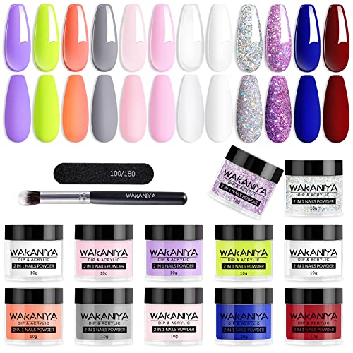 Wakaniya Dipping Powder Nails Set, 2 In 1 Acrylpulver & Dip Puder mit Maniküre...