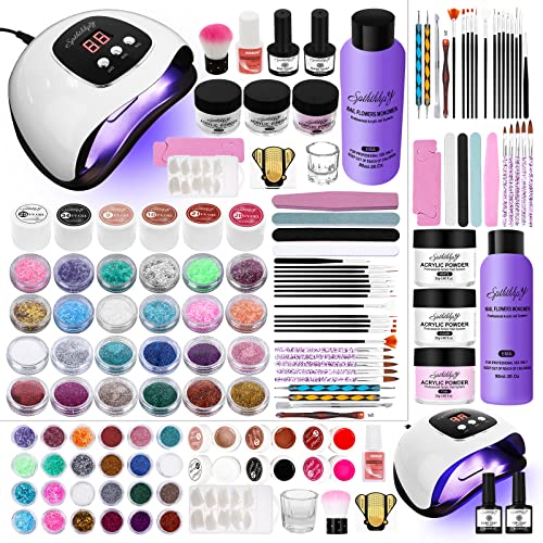 SPTHTHHPY Acrylic Nail Set of 6 UV Nail Polish Set with 48 W UV/LED Nail Lamp,...